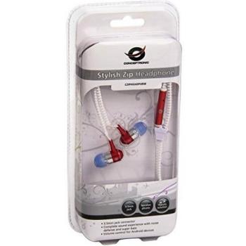 Conceptronic 1208014 - Auriculares in-ear con micrófono, color rojo y blanco