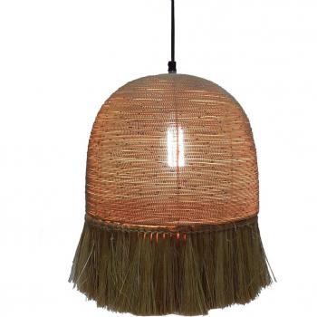 Lámpara de techo Lola Home con pantalla de metal y flecos de fibra natural, dimensiones Ø 30x36 cm