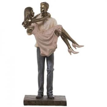 Figura Decorativa Alexandra House Living Plástico Dorado Pareja 11 x 18 x 27 cm