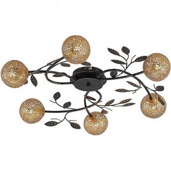 Plafón redondo Lucande Evory de 6 luces, acabado dorado, fabricado en metal, tipo G9, ideal para salón y comedor