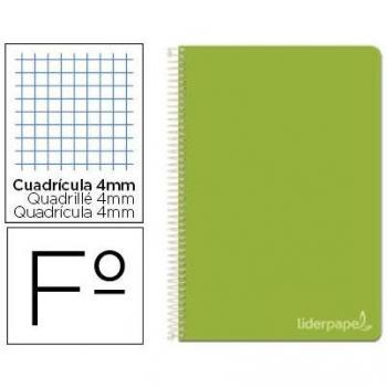 Cuaderno espiral Liderpapel folio Witty tapa dura 80h 75gr cuadro 4mm con margen color verde