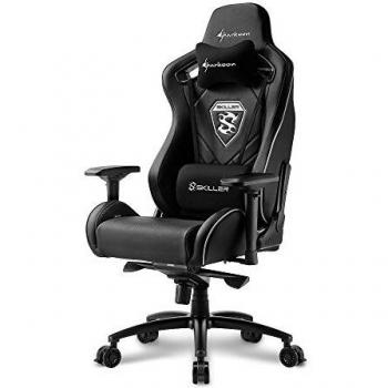 Sharkoon SKILLER SGS4 – Silla Gaming XXL, Cuero Sintético, Acero, Negro