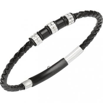 Pulsera de Hombre Breil Wanderlust en Cuero y Acero Color Negro Talla Única - Modelo TJ3369