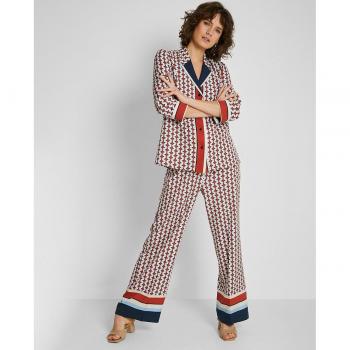 Pantalones fluidos de mujer con estampado geométrico