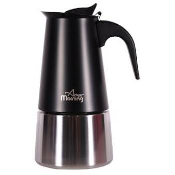 Cafetera Espresso Any Morning de Acero Inoxidable, Inducción, 300 ml, Negra, Fácil Limpieza