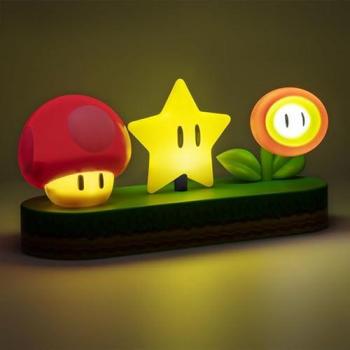 Lámpara de Escritorio Super Mario Icons - Luz Nocturna Oficial de Mario Bros, Decoración para Sala de Juegos y Regalo Ideal