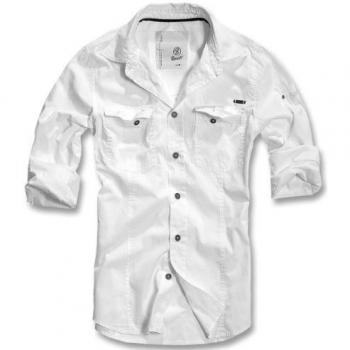 Brandit Men's Slim Fit White Long Sleeve Shirt
