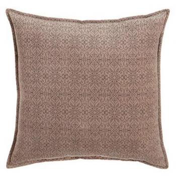 Cojín cuadrado taupe de terciopelo 45 x 45 cm con ribete marrón, decoración