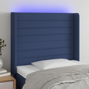 Cabecero LED de Tela Azul 93x16x128 cm con iluminación integrada