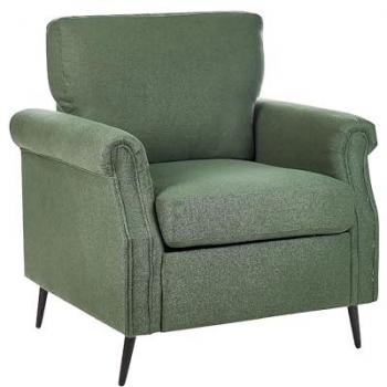 Sillón Retro de Poliéster Verde con Patas de Metal Negro y Cojines Desmontables Vietas