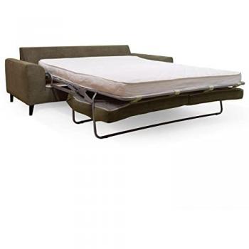 Sofá cama convertible de tela jaspeada de 3 plazas en color verde caqui