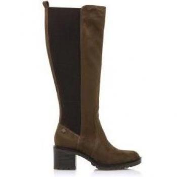 Mustang Bota Casual Mayo para Mujer, Color Marrón, Altura de Tacón 6 cm, con Cierre de Cremallera y Puntera Redonda, Detalle Elástico Lateral