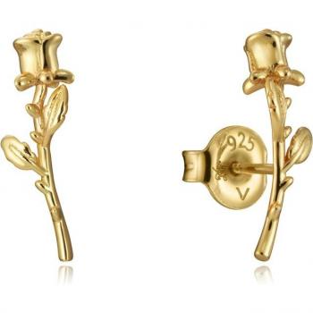 Pendientes Viceroy Trend de Plata Trepadora con Baño de Oro en Forma de Rosa