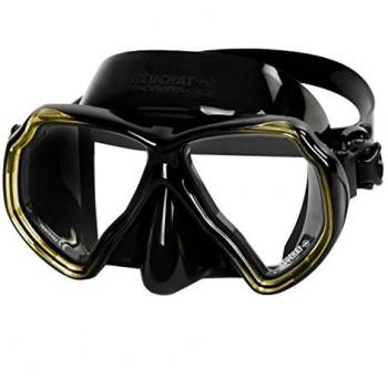 Beuchat Máscara de Buceo X-Contact 2 Atoll, máscara de buceo y snorkel, color negro y amarillo, diseño ergonómico, ajuste cómodo, lentes de vidrio templado para mayor resistencia y visibilidad