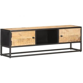 vidaXL TV Cabinet with Carved Door 130x30x40 cm Rough Mango Wood