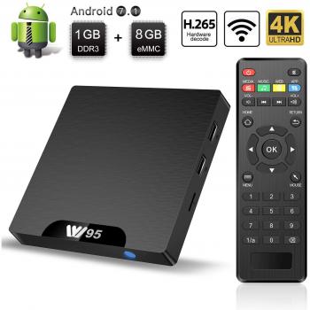 TV Box Android 7.1 - Smart TV Box Amlogic S905W Quad Core, 1GB RAM & 8GB ROM, 4K*2K UHD H.265, HDMI, USB*2, WiFi Media Player, Android Set-Top Box