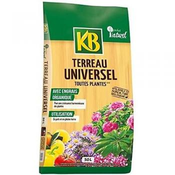 Tierra para Macetas KB Universal 50 L - Uso Interior/Exterior y Fórmula Enriquecida con Fertilizante Orgánico