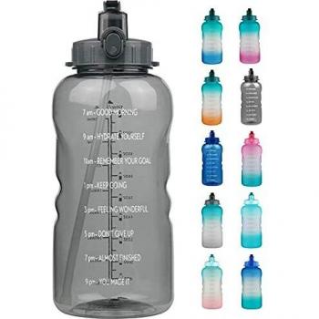 Reeho 3.8 L Botella Agua Deporte, Botella Plastica Tritan Reutilizable 1 Galón, Botella Agua Gimnasio con Marcador de Tiempo para Athletic, sin BPA