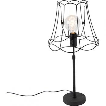 Lámpara de mesa negra industrial con marco Granny ajustable 30 cm, acero, compatible con LED, máx. 1 x 60W