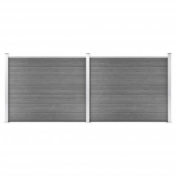 Juego de paneles de valla WPC 353x146 cm gris