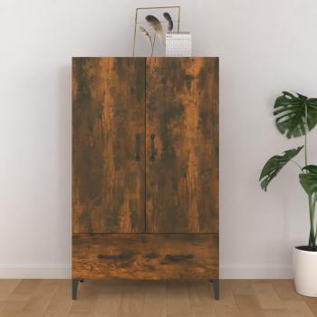 Aparador de madera contrachapada 70x31x115 cm en roble ahumado, mueble de almacenaje de salón con armarios y puertas, cajón de madera, buffet moderno, armario auxiliar y armario