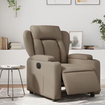 Sillón reclinable eléctrico de cuero sintético color capuchino vidaXL