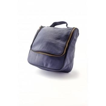 Neceser de Cuero con Colgador en Color Azul Marino Epsilon