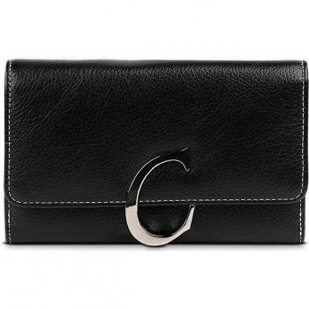 Cartera Cimarrón Albany 315116 Eco Piel con Protección RFID y Asa Adicional, Compartimentos Internos y Cierre Central de Cremallera, Tamaño Grande 10x16 cm en Color Negro
