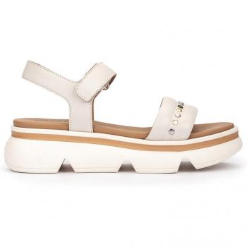 Sandalias de piel con tachuelas en color blanco modelo LACEDONIA