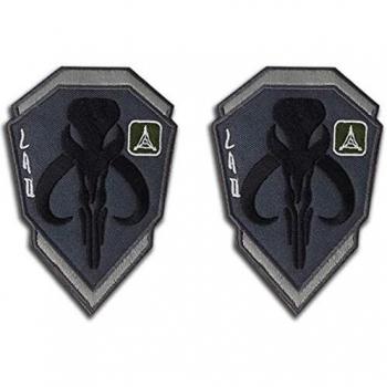Parche con escudo de mitosauro mandaloriano con escudo de calavera y escudo de Boba Fett, parche táctico con bordado de moral con Parche