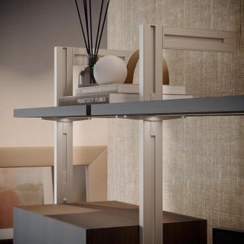 Kit Zero de soportes para estantes de madera y barra de colgar, pintado color piedra, aluminio y zamak y plástico, 1 kit