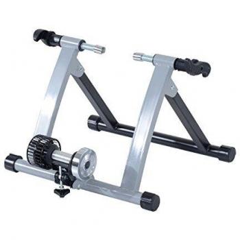HOMCOM Rodillo de Bicicleta Entrenamiento Plegable con Resistencia Magnética para Ruedas de 650C/700C o 26-28 Pulgadas para Casa Interior Carga 135 kg 54,5x47,2x39,1 cm Plata