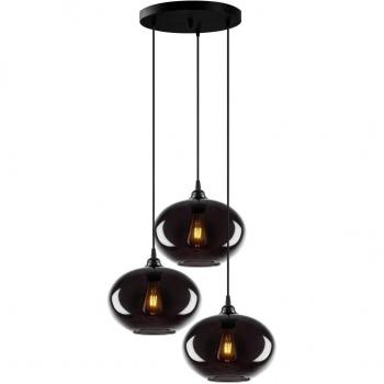 Lámpara Colgante Opviq Smoked 051, 3 luces, redonda, vidrio Ø27 cm