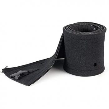 StarTech.com 40 Neoprene Cable Management Sleeve with Zipper & Buckle, 1.2 Diameter, Computer/PC Power/Network/AV Cord Cover Manager, Flexible Cable Organizer Wrap in Black