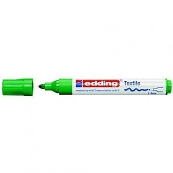 edding 4500 marcador textil, verde, caja de 10, punta redonda de 2-3 mm, rotuladores textiles permanentes para dibujar y caligrafiar sobre tejidos, resistentes a lavados de hasta 60 °C