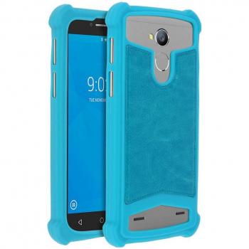 Funda de Silicona Efecto Cuero Turquesa para Smartphones de 5 a 5.3