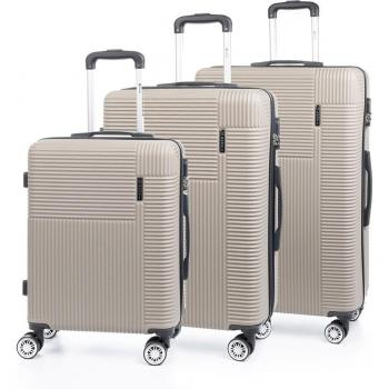 DAM Juego de 3 maletas trolley rígidas ultraligeras de ABS de alta resistencia con cerradura numérica y 4 ruedas giratorias 360°, dimensiones: 48x27x76 cm