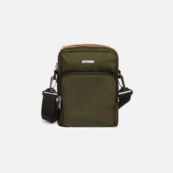 K-Way Erloy Medium Crossbody Bag in Green Blackish - Compact Nylon Messenger for Everyday Use