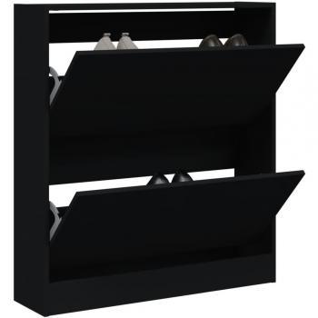 Zapatero de madera de ingeniería negro 80x21x87,5 cm