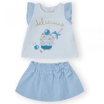 Conjunto de bebé niña de camiseta y falda de rayas