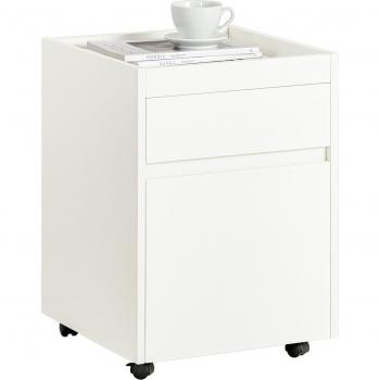 Mesita de Noche con 2 Cajones Mesa Auxiliar Mobiliario de Salón Moderno con 4 Ruedas L40xP40xH54 cm FBT121-W Sobuy