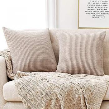 Deconovo Funda para cojin Prodector del Mueble Decorativa Cuadrada 2 Piezas 50x50cm Beige Oscuro