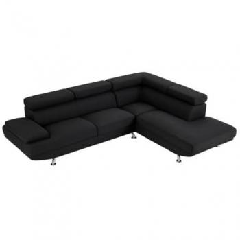 Sofá Rinconero XL de Tela Romain - Negro - Ángulo Derecho - 5 Plazas