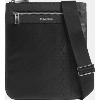 Calvin Klein Sleek Black Polyester Messenger Bag with Contrasting Details for Men, Size: ONE SIZE