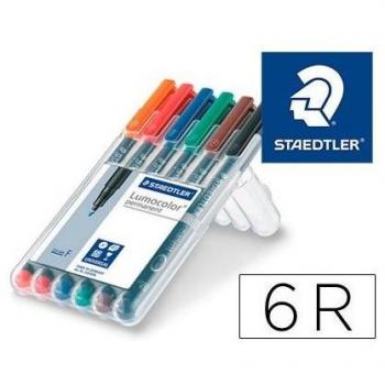 Rotulador Staedtler Lumocolor Retroproyección Punta de Fibra Permanente 318 WP Estuche 6 Colores