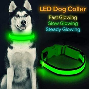 LED Collar Perro ISEEN LED Collares Para Perros Collar de Seguridad Para Perro con USB Recargable Súper Brillante Collar Intermitente Para Perros Pequeños, Medianos y Grandes
