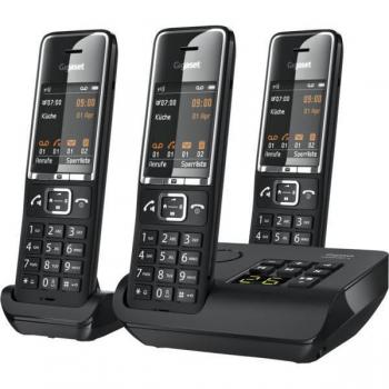 Teléfono Analógico Gigaset Comfort 550A Trio Inalámbrico con Identificador de Llamadas Negro-Cromo