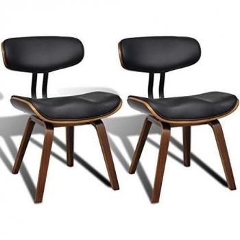 vidaXL Artificial Leather Dining Chair with Backrest - 2 pcs, Bent Wood and Faux Leather