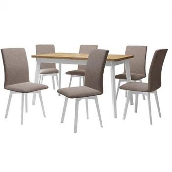 Conjunto de comedor Victorville 326, Blanco, 140x80x75cm, para 6 personas