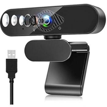 Webcam 1080P Full HD con Micrófono Y Cubierta de privacidad, USB Web Camera para Mac Windows Portátil Videollamadas Conferencias Juegos Plug y Play, Cámara Web para Skype FaceTime Youtube